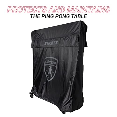 Killerspin MyT Strati Table Cover for Foldable Indoor and Outdoor Table Tennis Tables, 100% Polyester with PVC Coating, Black