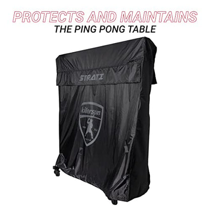 Killerspin MyT Strati Table Cover for Foldable Indoor and Outdoor Table Tennis Tables, 100% Polyester with PVC Coating, Black