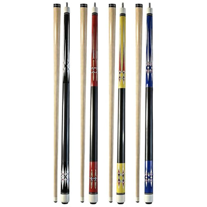 HMQQ 58 Inch Pool Cue Sticks Set, 2/4/6 Pack 20 oz 2-Piece Billiard Cues with 13mm Leather Tips, Matching House Cue Set for Adults, Home Tables, Bars & Group Play - size: Set of 4