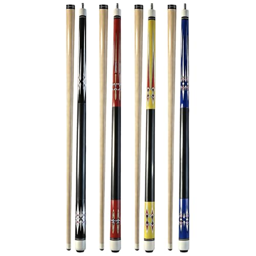 HMQQ 58 Inch Pool Cue Sticks Set, 2/4/6 Pack 20 oz 2-Piece Billiard Cues with 13mm Leather Tips, Matching House Cue Set for Adults, Home Tables, Bars & Group Play - size: Set of 4