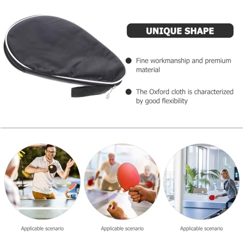 PRETYZOOM Reusable Oxford Cloth Table Tennis Racket Storage Case with Zipper and Elastic Band Protective Organizing Bag for Pong Paddle and Ball Sports Storage Bag for Daily Carry and Travel