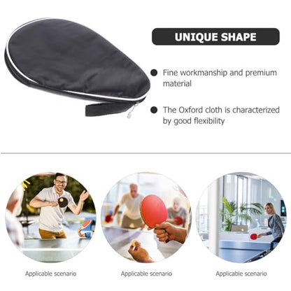 PRETYZOOM Reusable Oxford Cloth Table Tennis Racket Storage Case with Zipper and Elastic Band Protective Organizing Bag for Pong Paddle and Ball Sports Storage Bag for Daily Carry and Travel