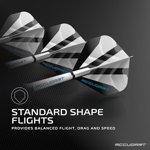 Accudart Steel Tip Dart Set 2.0 – 16g Stainless Steel Barrels with Radial Grooves, Polycarbonate Shafts, Standard Flights, Tri‑Fold Storage Case for Bristle Dartboards
