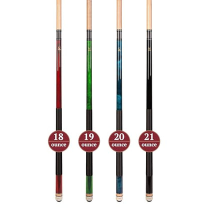 Set of Aska L2 Billiard Pool Cue Sticks, 58" Hard Rock Canadian Maple, 5/16x18 Joint, 13mm Hard Tip, Mixed Weights - style: Set of 4 Sticks