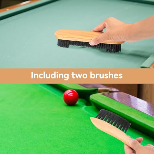 Pool Table Brush for Felt, 2 PCS Pool Table Cloth Brush Cleaner Kit Wooden Billiards Pool Table and Rail Brush Set with Soft Nylon Bristle for Game Rooms