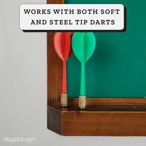 Play Platoon Dart Scoreboard & Darts Holder Wall Mount - Wood Score Board, Professional Darts Accessories, Dart Holder - size: 22 x 16 inch, style: Green Chalkboard