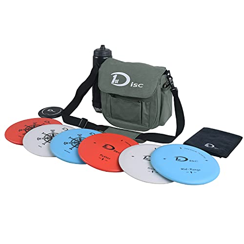 Disc Golf Set- Putter, Mid-Range, Driver, Mini Disc, Towel with Bag - color: Green