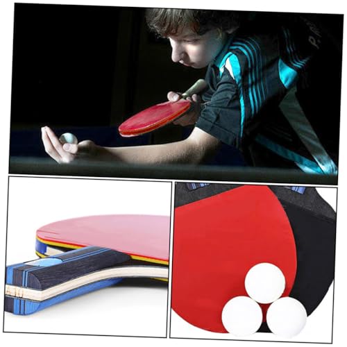 Abaodam Table Tennis Paddle Set Double-Sided Rubber Pingpong Bats with Flared Handle for Enhanced Grip and Control Includes Short Handle Rackets Balls and Carrying Case Suitable for