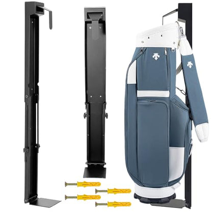 Adjustable Wall Mount Golf Bag Holder - 33.5" to 42.5" Tool-Free Length Adjustment, Heavy-Duty Alloy Steel Storage Rack for Garage, Home, and Golf Club - size: 33.5"-42.5" & 4.8"