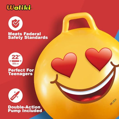 WALIKI Hopper Ball for Teens | Hippity Hop | Jumping Hopping | Bouncy Ball Field Day (22"/55CM) - color: Emoji 3, size: Ages: 10-15 (22")