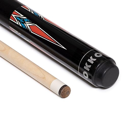 OKKO B-Series Professional Pool Billiard Cue Stick 58”, 13 mm Tip, w/Canadian Maple Shaft (18-21 oz) Hard Round Case & Accessories - style: B-3 (20 oz)