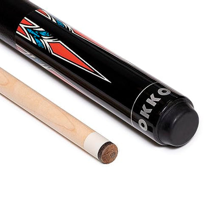 OKKO B-Series Professional Pool Billiard Cue Stick 58”, 13 mm Tip, w/Canadian Maple Shaft (18-21 oz) Hard Round Case & Accessories - style: B-3 (20 oz)