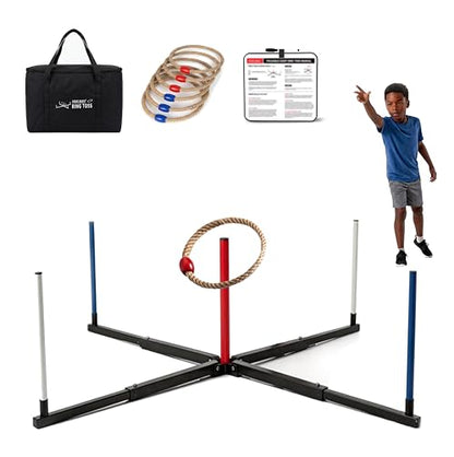 Giant Ring Toss Game for Adults & Kids - 48" Expandable Base with 10" Steel-Core Rings - Outdoor Backyard Lawn Games for Family Party, Camping & Tailgating - Scoreboard & Bag Included