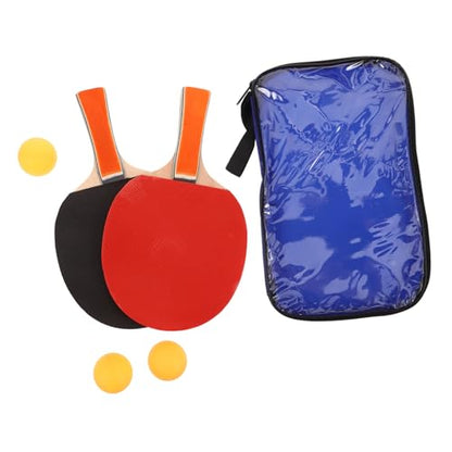 Happyyami Table Tennis Paddle Set with Poplar Wood Rackets and Balls Professional-Grade Rubber Surface for Precise Powerful Hits Comfortable Grip Training Gear for Indoor and Outdoor Play