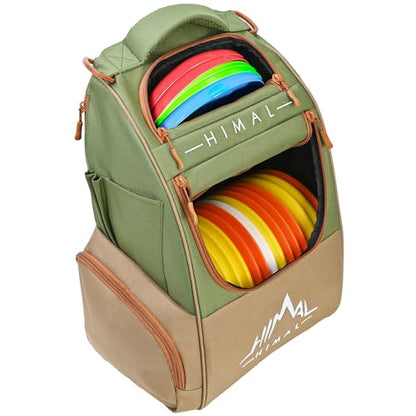 HIMAL HIMAL Disc Golf Bag, 22+ Discs Lightweight Backpack | 600D nylon, 22+ disc capacity, water bottle pockets, padded straps, lightweight under 2lbs - color: Green