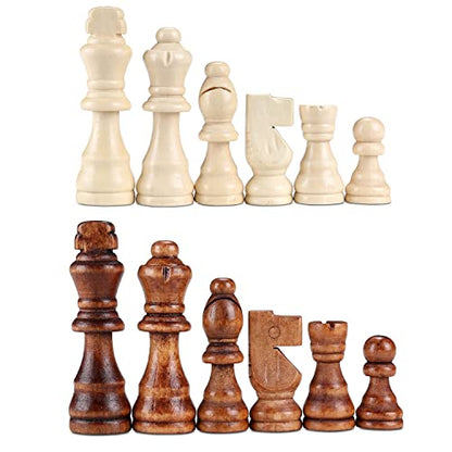 62 Pieces Wooden Checker Pieces & Chess Pieces 2 in 1 Chess Game Set Board Games Accessories Classic Wooden Chess Game Set in 2 Styles and 2 Colors