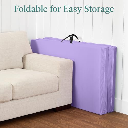 Best Choice Products 10ftx4ftx2in Folding Gym Mat 4-Panel Exercise Gymnastics Aerobics Workout Fitness Floor Mats w/Carrying Handles - color: Purple