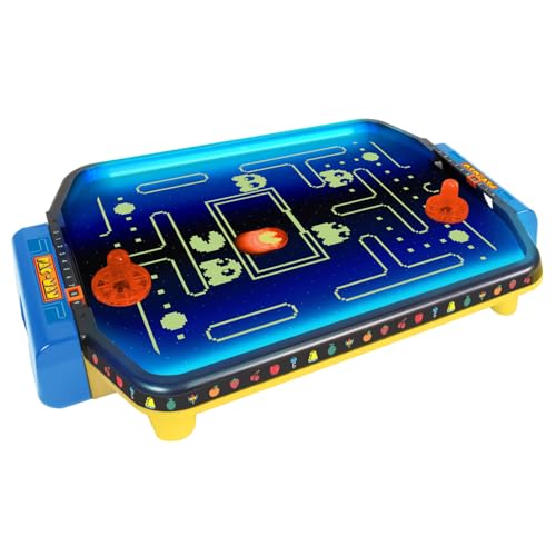 Pac-Man: Arcade Air Hockey - Premium Series, Glow-in-The-Dark Tabletop Game, Motorized Air Cushion, Neon Colors, Licensed, Adults & Kids 6+, 2 Players