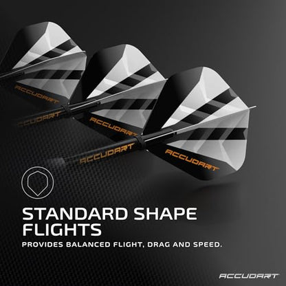 Accudart Soft Tip Dart Set 2.0 – Stainless Steel Barrel, Radial Grooves, Polycarbonate Shafts, Standard Flights, Tri‑Fold Storage Case – Includes Soft Tip Points