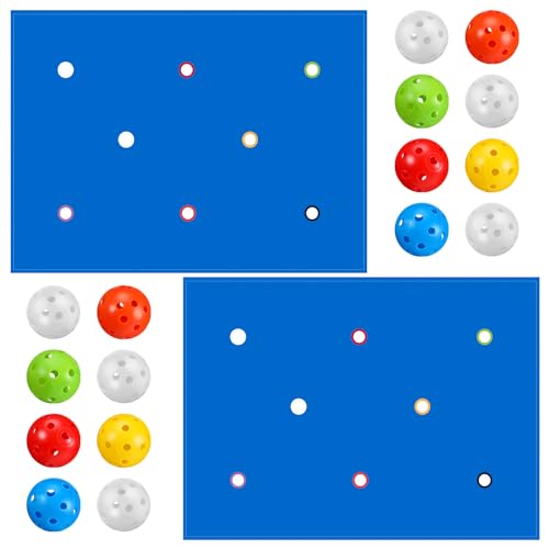 Tradder 2 Set Hole Tarp Team Building 85 x 57 Inches Fun Team Building for Work with 16 Pcs Ball for Teamwork Group Activities(Blue)