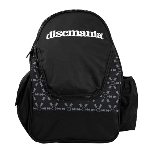 Discmania Fanatic Go Disc Golf Backpack | 18 Capacity + Top Pocket for 2 Putters | Lightweight, Durable Disc Golf Bag | Tall Side Pocket, Bottle Holder | Padded Straps & Water-Resistant Shell - color: Black