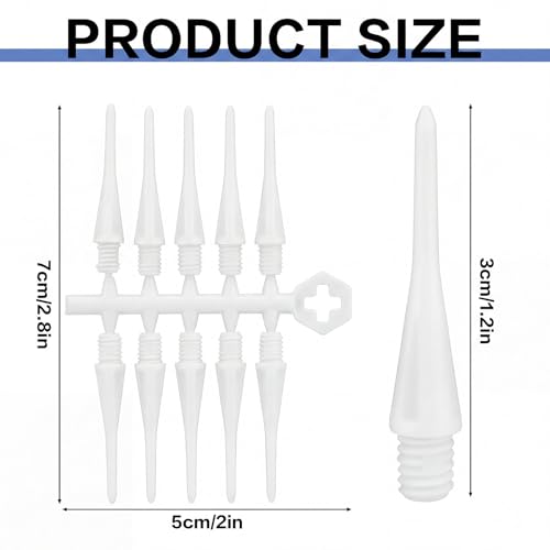 Foilswirl 60 Pcs 2ba Electronic Dart Tips Plastic Dart Tips - Universal Plastic Soft Tip Points - color: White