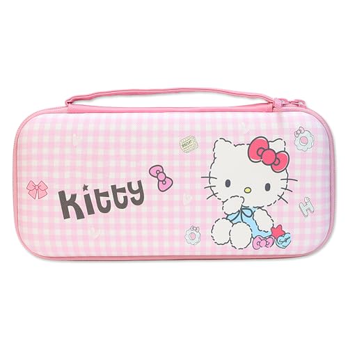 PERFECTSIGHT Switch Carrying Case for Nintendo Switch OLED, Cute Portable Travel Switch OLED Carry Case Inner Protective Storage Bag for NS Console & Accessories (Pink Grid) - color: Pink Grid