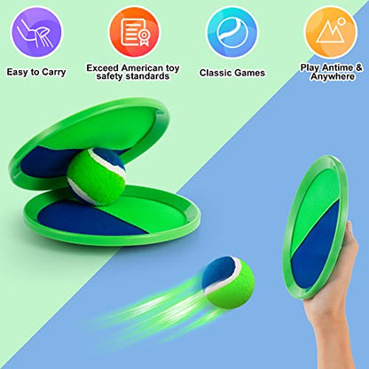 Weehoey Beach Toys - Outdoor Games for Kids, Toss and Catch Ball Set with 4 Paddles 3 Balls, Toys for 3 4 5 6 7 8+ Year Old Boys Girls Christmas Birthday Gifts (Blue and Green) - color: Blue and Green