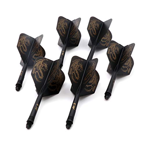 CUESOUL 6 Pieces ROST Integrated Dart Shaft and Flights - color: Shaft Length 28mm-Big Wing Shape-Black Dragon