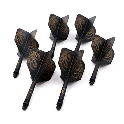 CUESOUL 6 Pieces ROST Integrated Dart Shaft and Flights - color: Shaft Length 28mm-Big Wing Shape-Black Dragon