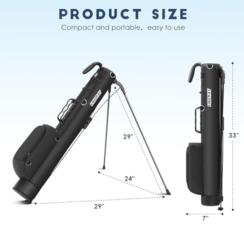 Findway Golf Stand Bag, Upgraded Par 3 Golf Bag Pitch n Putt Small Golf Bag with Ball Holder and Cooler Bag, Lightweight Golf Carry Bag for Men Women - color: Pure Black