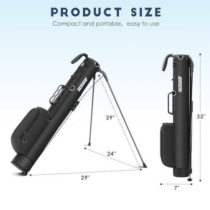 Findway Golf Stand Bag, Upgraded Par 3 Golf Bag Pitch n Putt Small Golf Bag with Ball Holder and Cooler Bag, Lightweight Golf Carry Bag for Men Women - color: Pure Black