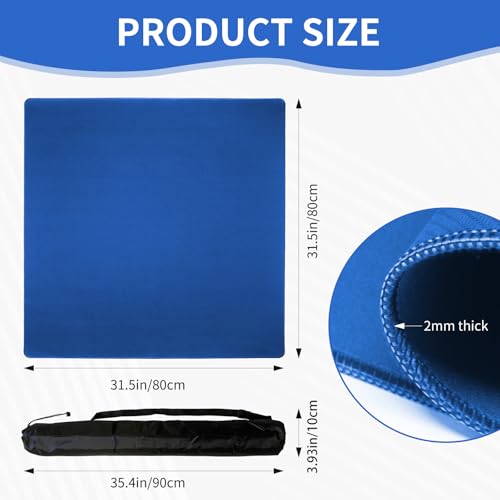 Mahjong Mat, Mahjong Table Mat with Black Carrying Bag,Rubber Anti Slip Game Mat and Noise Reducing Table Cover for Mahjong,Dominoes,Poker,Card,Board Games Table Mat (Blue, 31.5 Inches) - color: Blue