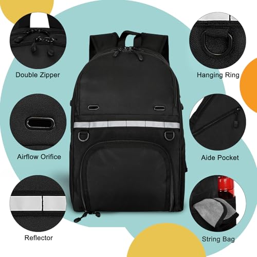 Goloni Bowling Backpack,Single Ball Bowling Bag with Shoe Compartment Up to Size 16,Bowling Bag with Padded Ball Holder - color: Black