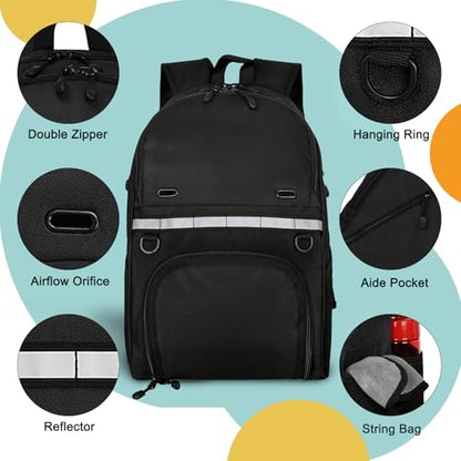 Goloni Bowling Backpack,Single Ball Bowling Bag with Shoe Compartment Up to Size 16,Bowling Bag with Padded Ball Holder - color: Black