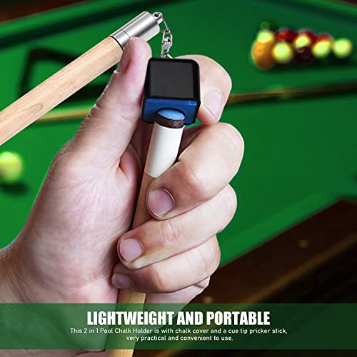 TOBWOLF Chalk Holder for Billiards, 2 in 1 Pool Cue Chalk Holder, Portable Pool Snooker Chalk Holder, Billiard Cue Tip Pricker, Non-Slip Billiard Cue Tip Tool Pool Table Accessory