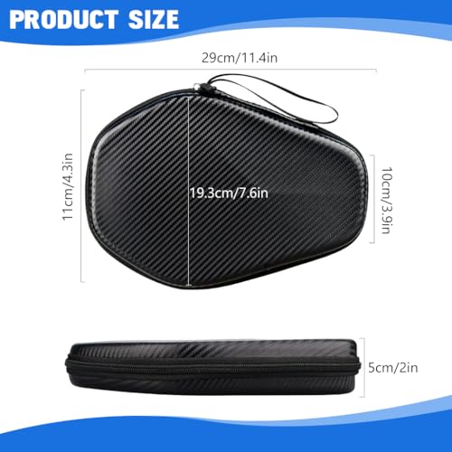 Proberos® Table Tennis Paddle Case, Ping Pong Racket Storage Case, Waterproof Thicken EVA Hard Shell Carbon Fiber Pattern Protective Storage Bag, Built in Mesh Ping Pong Ball Pocket