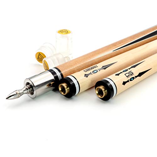 CUESOUL 58" 19oz DS Maple Pool Cue Stick Set with 2 Shaft,13mm Tip with Hard Cue Case 1x1