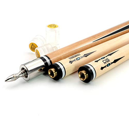 CUESOUL 58" 19oz DS Maple Pool Cue Stick Set with 2 Shaft,13mm Tip with Hard Cue Case 1x1
