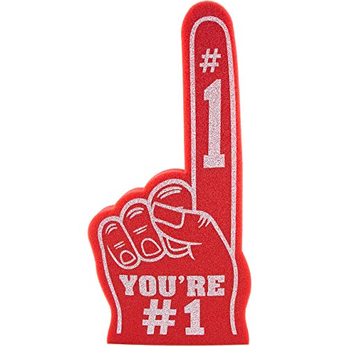 Giant Foam Finger 18 Inch- You're Number 1 Foam Hand for All Occasions - Cheerleading for Sports - Exciting Vibrant Colors use as Celebration Pom Poms- Great for Sports Events Games School Business - color: red