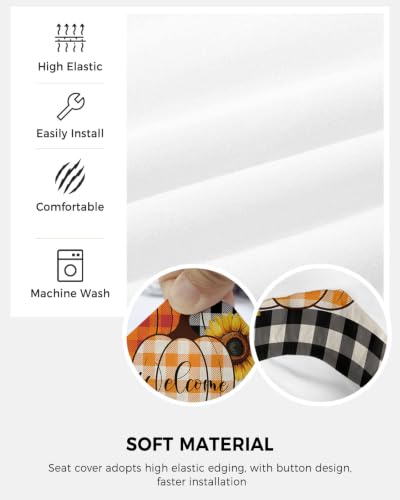 Savannan Office Chair Cover, Retro Thanksgiving Pumpkin Sunflowers Protective Stretch Elastic Universal Cover for Desk Task Chair,Computer Rotating Chair 1 Pcs Black Orange Plaid