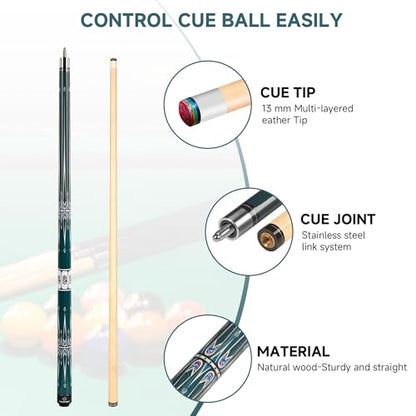 HomeSeason Pool Cue Stick 58" Billiard Cue Sticks Professional Low Deflection Pool Sticks - color: 18oz with bag