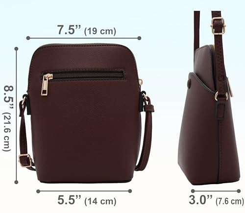 Solene Small Crossbody Bag with Gold Hardware, Mini Shoulder Purse with Adjustable Strap - color: Coffee