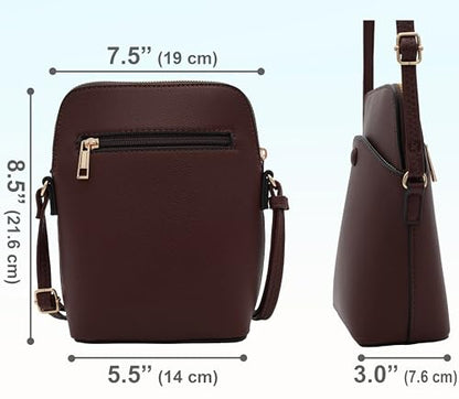 Solene Small Crossbody Bag with Gold Hardware, Mini Shoulder Purse with Adjustable Strap - color: Coffee