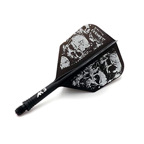 CUESOUL 3 Sets Integrated Dart Shaft and Flights,Dart Shaft Length 21mm/28mm/33mm - color: Shaft Length 21mm+28mm+33mm-Big Wing Shape-White Skull