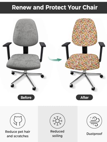 Savannan Office Chair Cover, Fall Thanksgiving Fall Leaves Protective Stretch Elastic Universal Cover for Desk Task Chair,Computer Rotating Chair 1 Pcs Pastoral Gradient Leaves