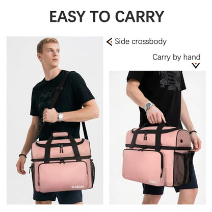 Goloni 2 Balls Bowling Bag with Ball Holder - Fits Bowling Shoes Up to Mens Size 16 and Accessories - color: Flesh Pink