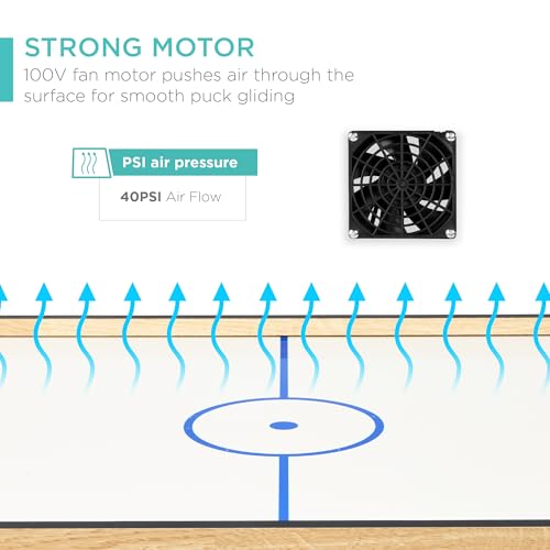 Best Choice Products Portable Tabletop Air Hockey Table for Game Room w/ 100V Motor, Electric Fan, 2 Strikers, 2 Pucks - color: Natural