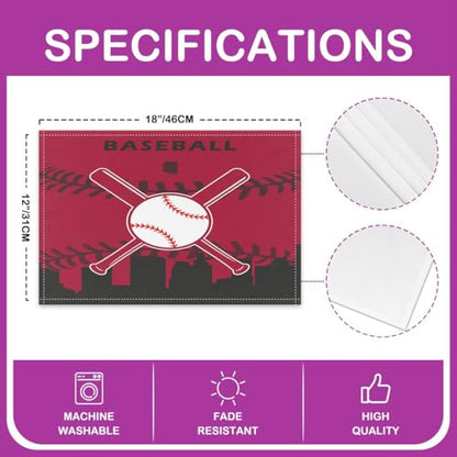 Erosebridal Baseball Placemats Set of 4 for Boys,Kids Softball Place Mats 12x18 inch,Red Black Baseball Player Table Mats,Sports Game Meal Mats for Dining Table(Arizona) - color: Arizona