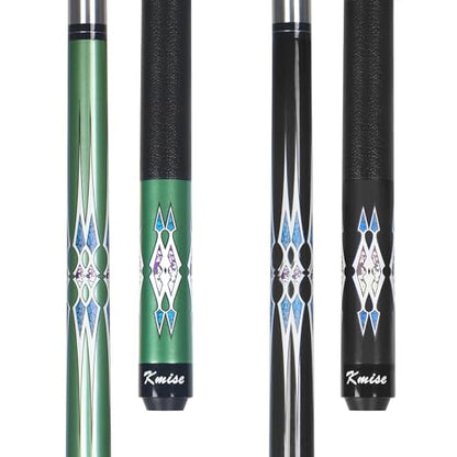 Kmise Pool Stick Set - 58" Pool Cue Stick, Canadian Maple Professional Billiards Pool Cue, Pool Sticks for Adults, 18 20oz Green, Black, Pool Stick for Bar House Pool Table Sports